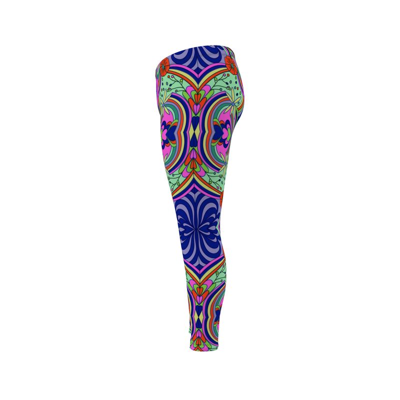Rainbow Swirl Floral Print Leggings