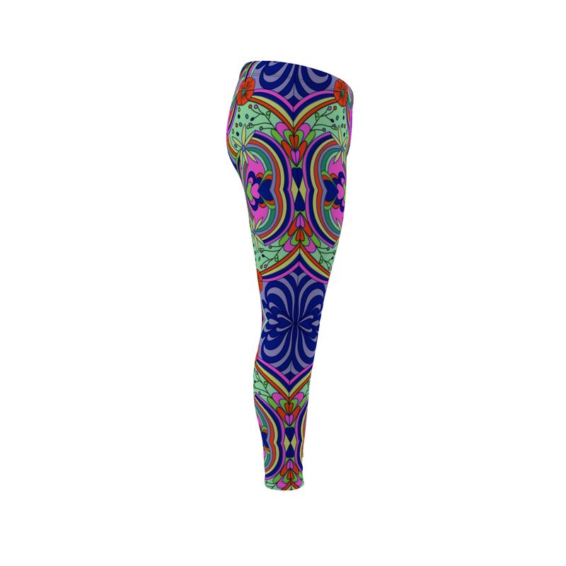 Rainbow Swirl Floral Print Leggings