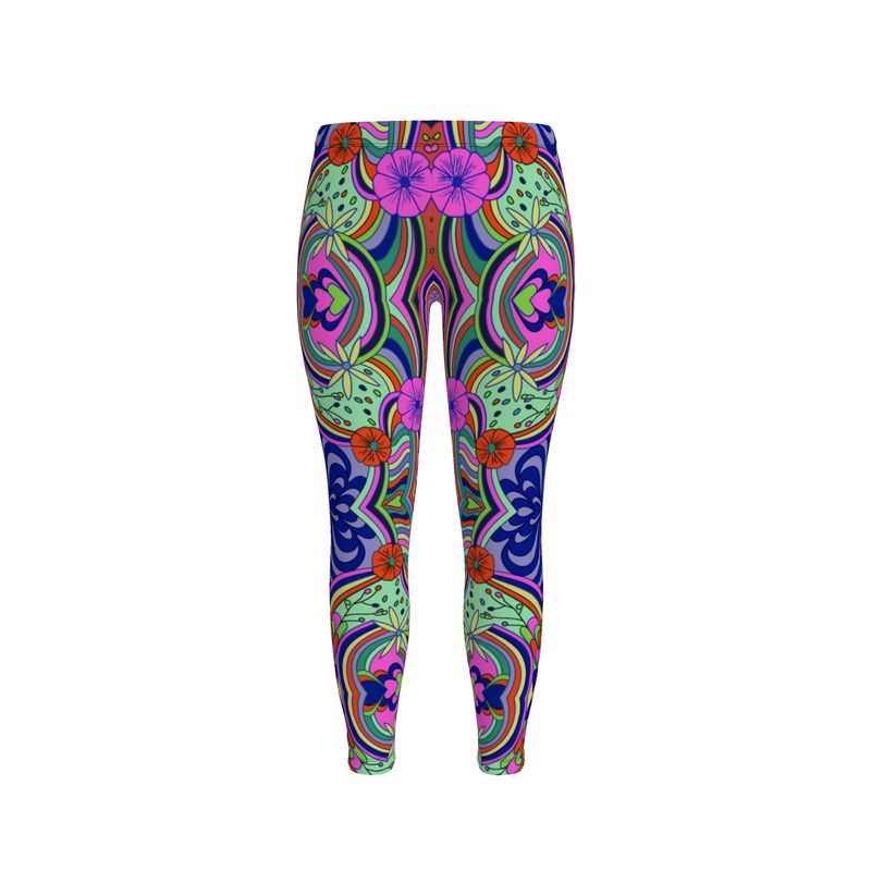 Rainbow Swirl Floral Print Leggings