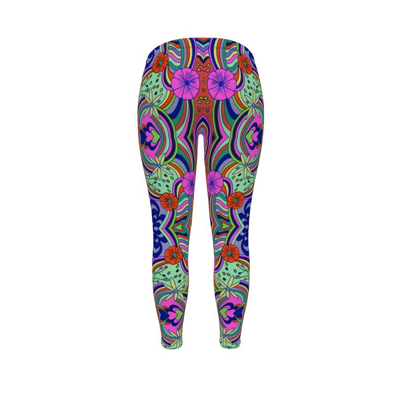 Rainbow Swirl Floral Print Leggings
