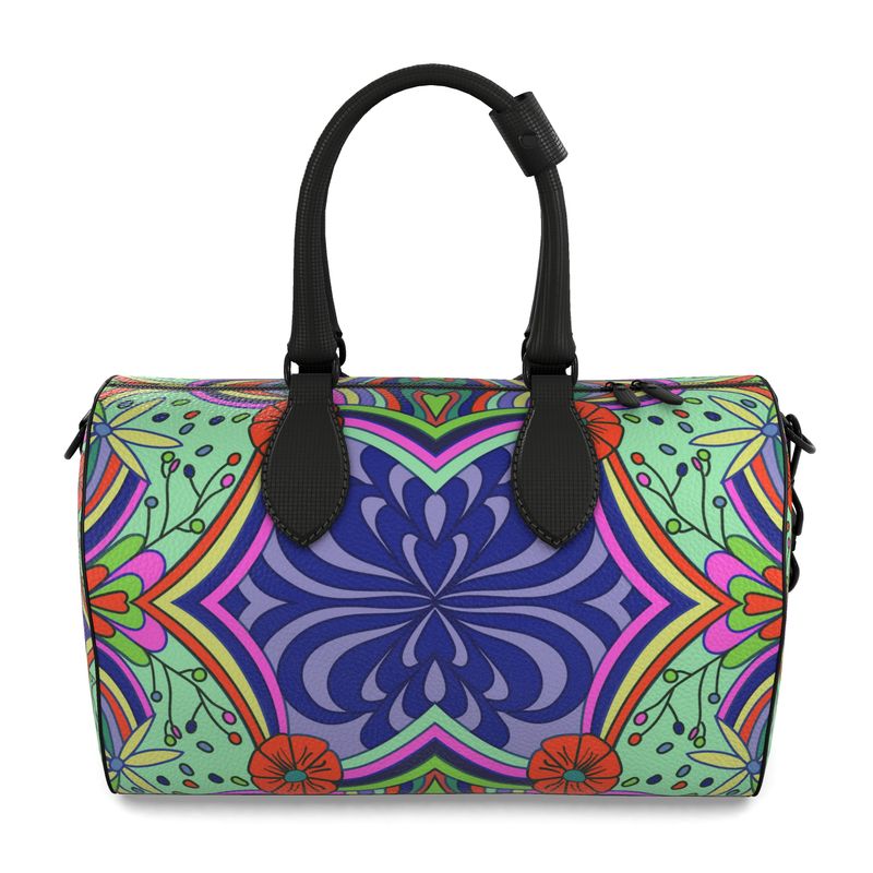 Pebbled Leather Travel Duffle Bag