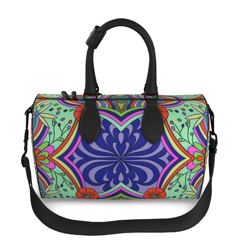 Pebbled Leather Travel Duffle Bag