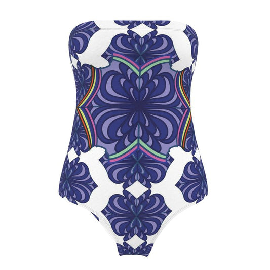 Shield Butterfly Print Strapless Swimsuit