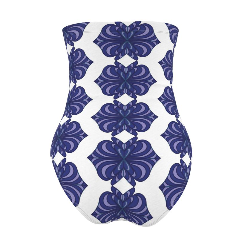 Shield Butterfly Print Strapless Swimsuit