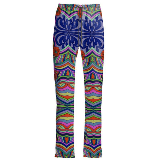 Rainbow Swirl Floral Print Straight Leg Pants