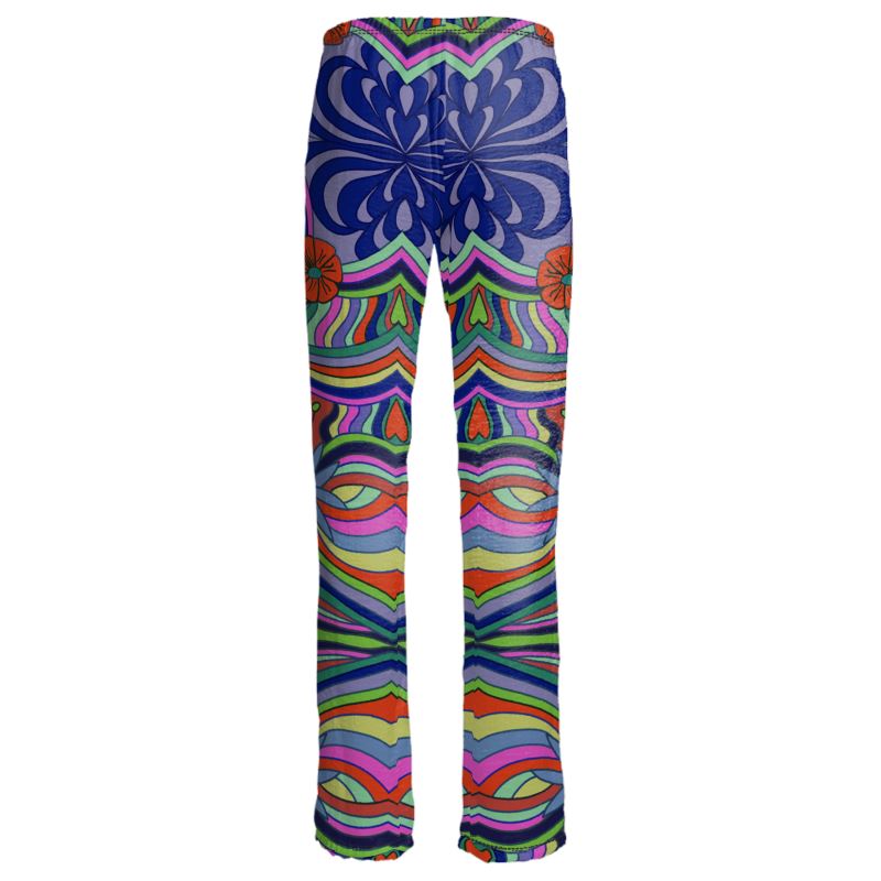 Rainbow Swirl Floral Print Straight Leg Pants