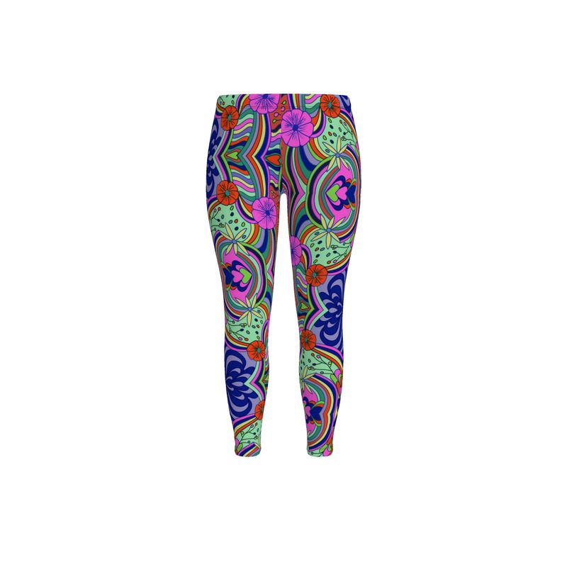 Rainbow Swirl Foral Print Leggins