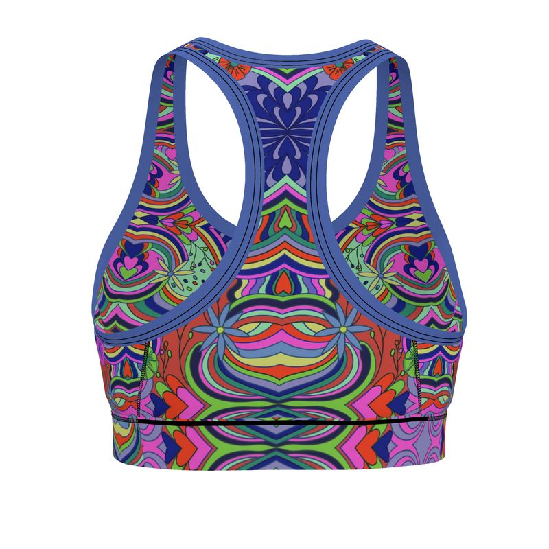 Geo-Floral Print Sports Bra