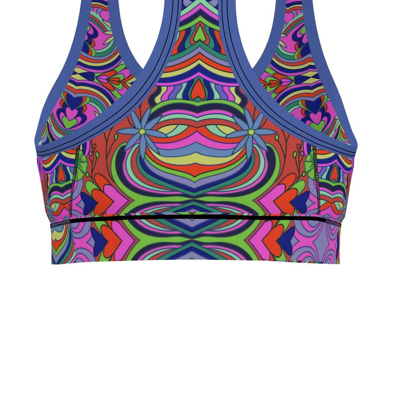Geo-Floral Print Sports Bra