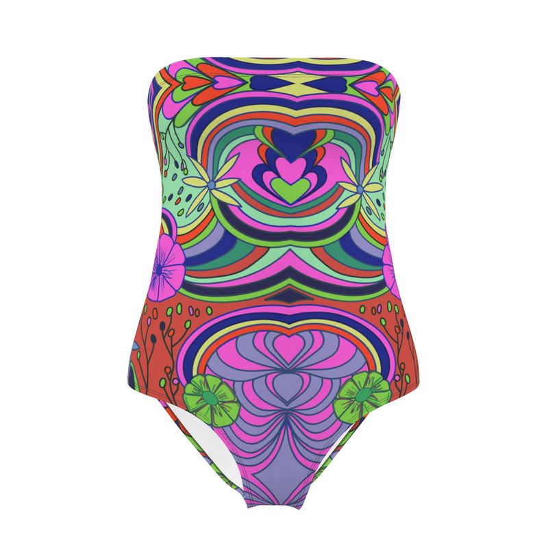 Vibrant Cultures: Strapless Swimsuit