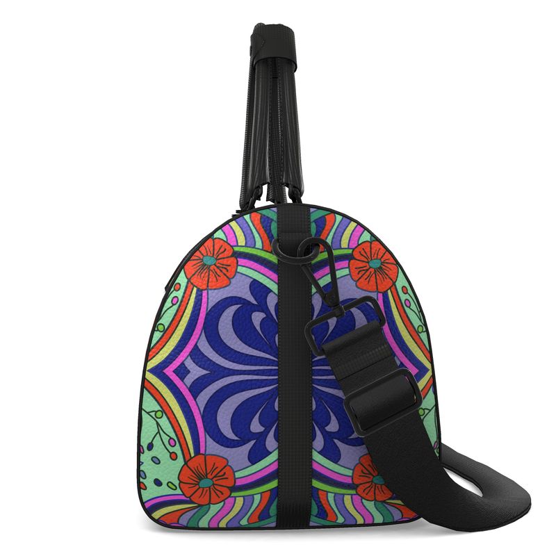 Pebbled Leather Travel Duffle Bag