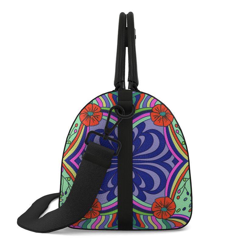 Pebbled Leather Travel Duffle Bag