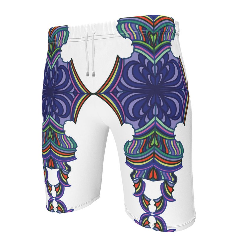 Men's White Medallion Print Gym Short