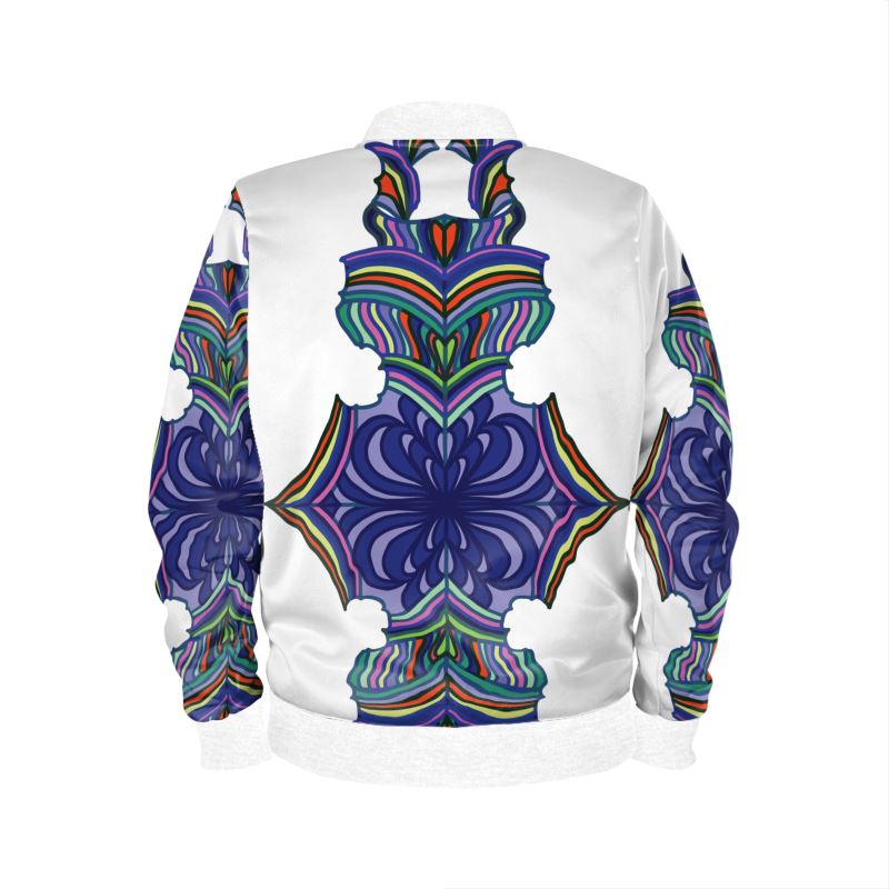 White Medallion Print Women's Bomber Jacket