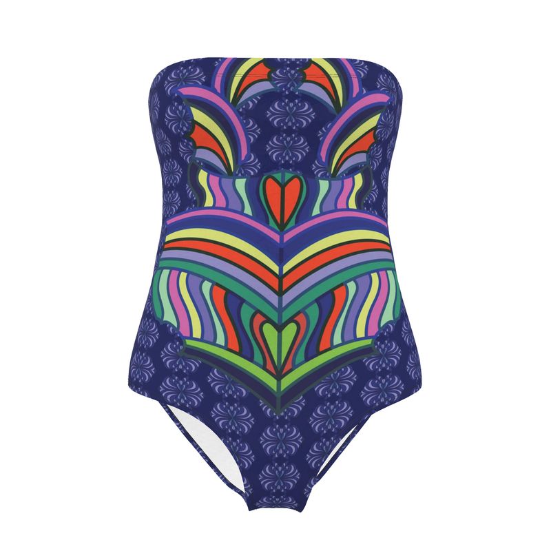 Shield Butterfly Medallion Strapless Swimsuit