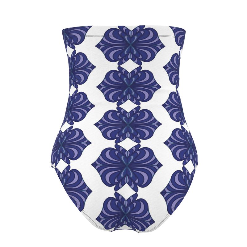 Shield Butterfly Print Strapless Swimsuit