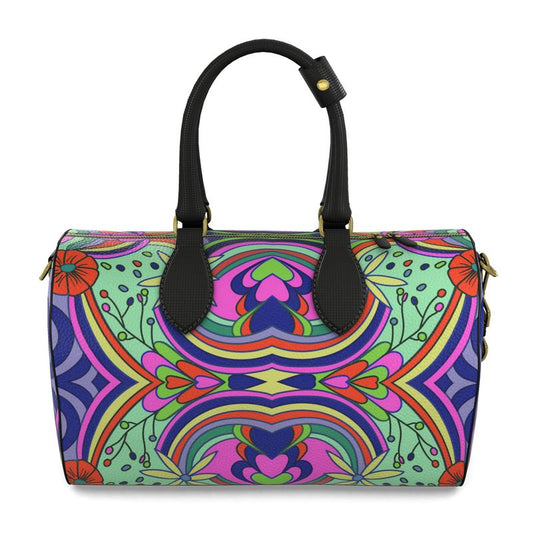 Heart Print Pebbled Duffle Bag