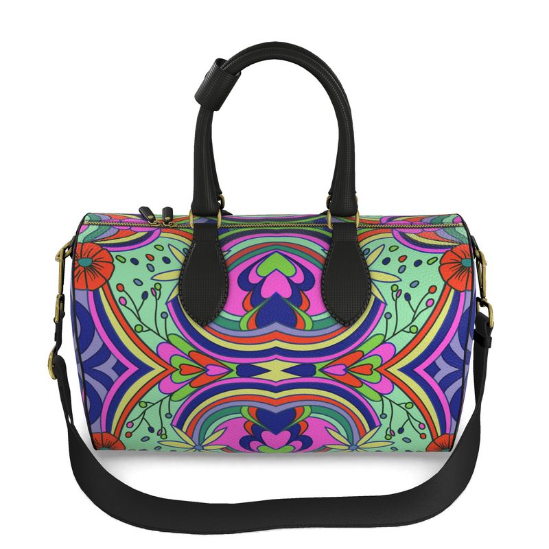 Heart Print Pebbled Duffle Bag