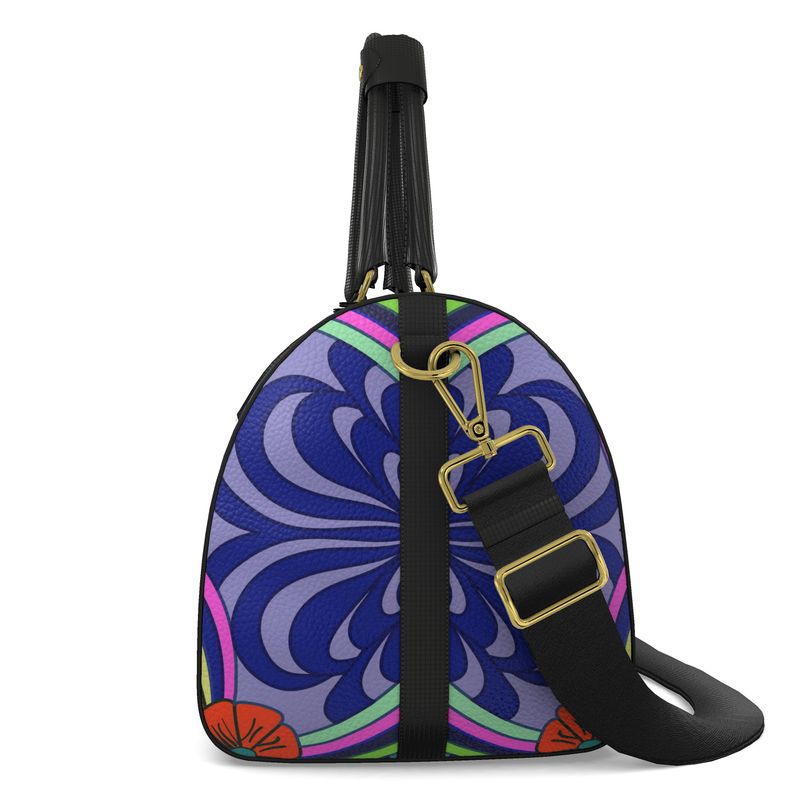 Heart Print Pebbled Duffle Bag