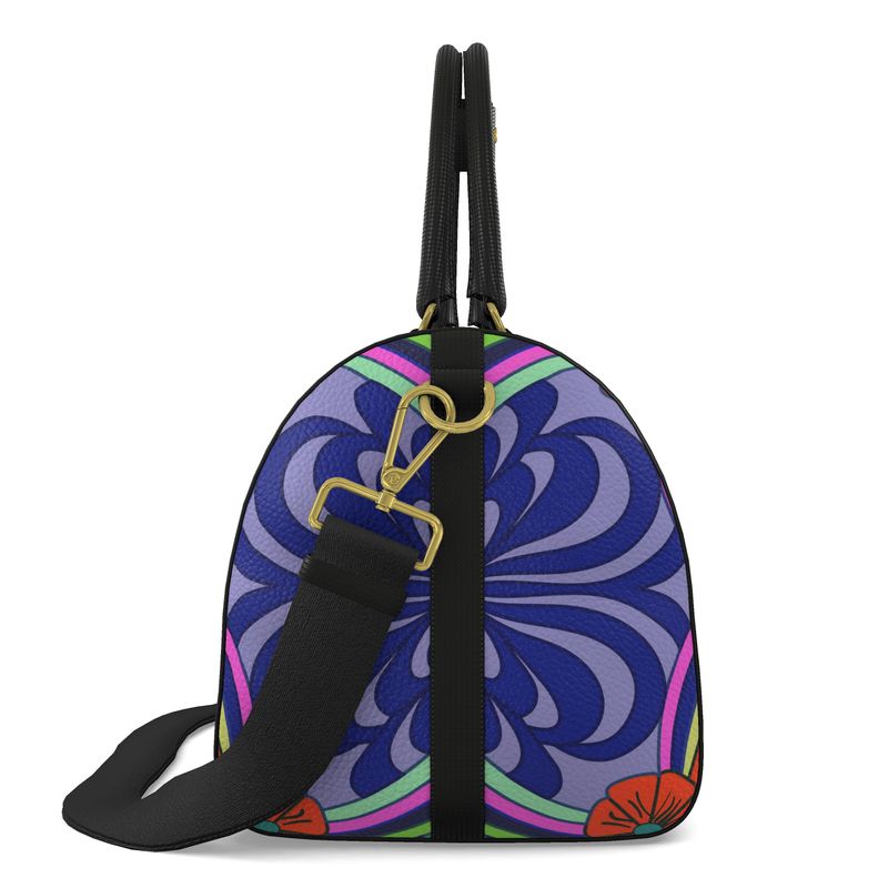Heart Print Pebbled Duffle Bag