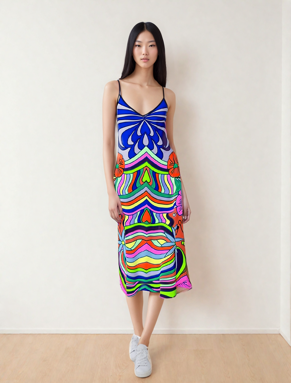 Masked Print Slip Dress