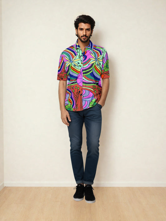 Men's Short Sleeve Silk Shirt